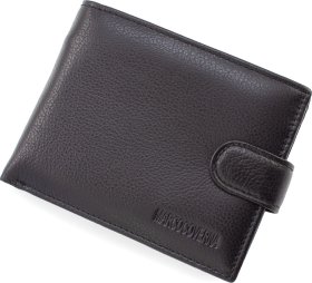 Чоловічий портмоне з натуральної шкіри в чорному кольорі під картки та дрібниця Marco Coverna (21597)
