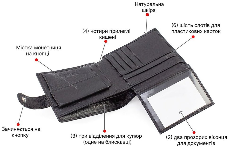 Мужское портмоне из натуральной кожи в черном цвете под карточки и мелочь Marco Coverna (21597) фото №4 Мужское портмоне из натуральной кожи в черном цвете под карточки и мелочь Marco Coverna (21597) modnotak фото №4