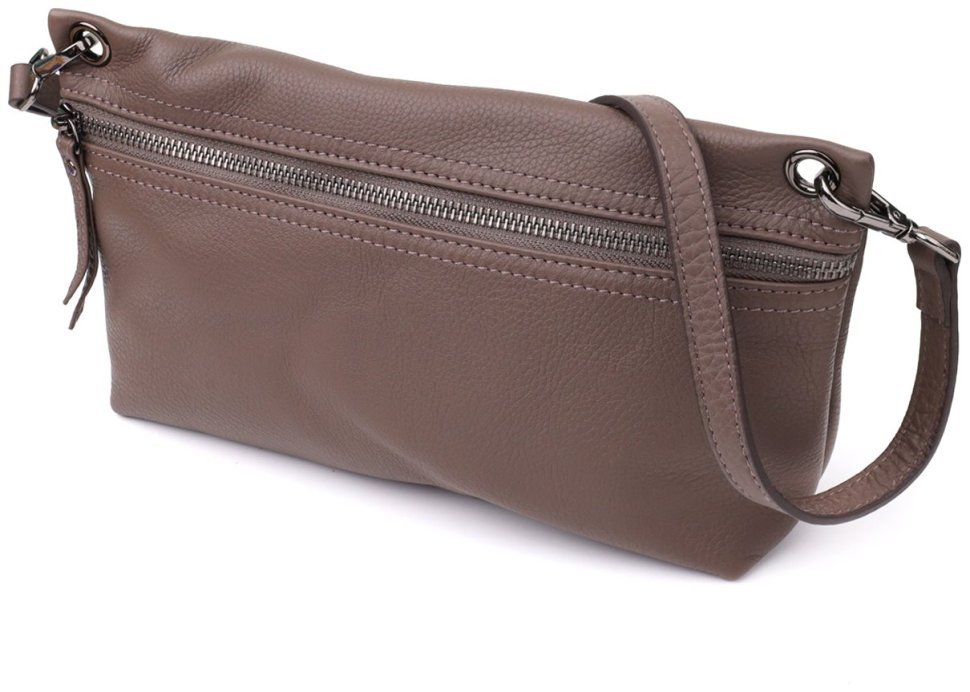 Компактная женская сумка из фактурной кожи кросс-боди через плечо Vintage 98156 коричневого цвета modnotak фото №1