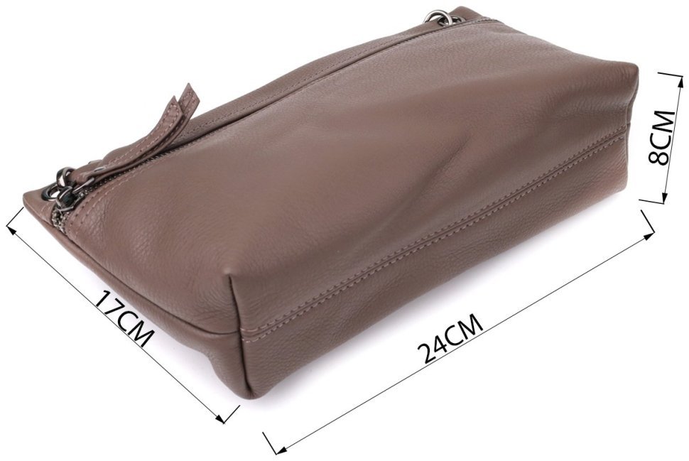 Компактная женская сумка из фактурной кожи кросс-боди через плечо Vintage 98156 коричневого цвета modnotak фото №3