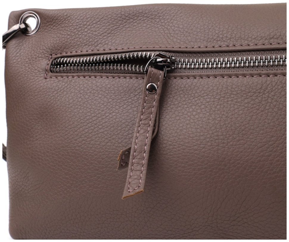 Компактная женская сумка из фактурной кожи кросс-боди через плечо Vintage 98156 коричневого цвета modnotak фото №5