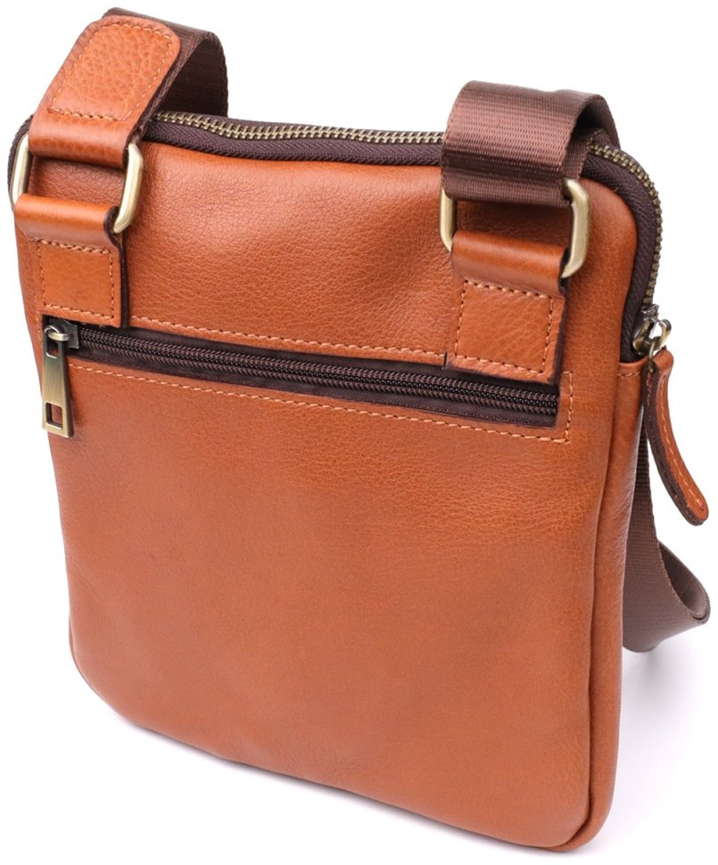 Мужская сумка из зернистой кожи рыжего цвета через плечо Shvigel 108356 modnotak фото №2