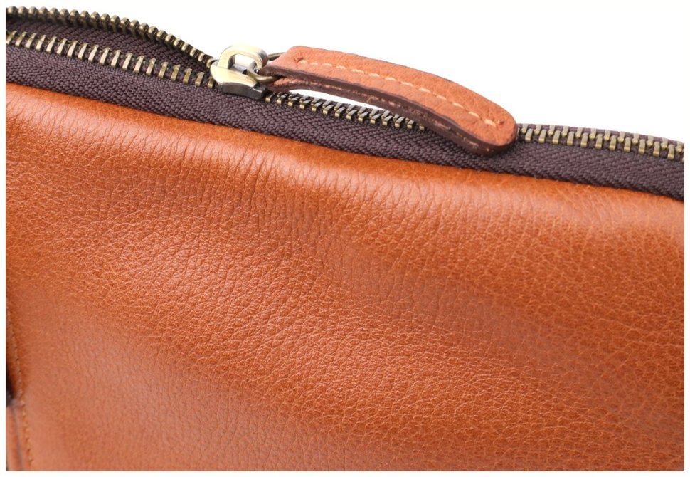 Мужская сумка из зернистой кожи рыжего цвета через плечо Shvigel 108356 modnotak фото №7