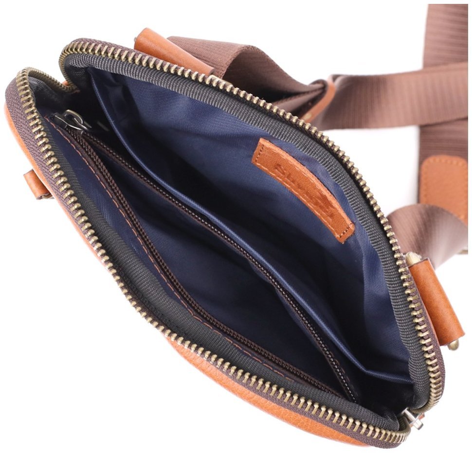 Мужская сумка из зернистой кожи рыжего цвета через плечо Shvigel 108356 modnotak фото №8