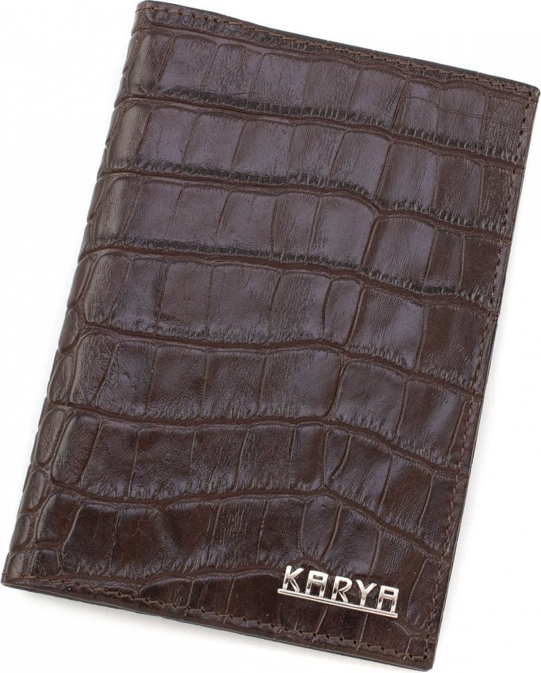 Добротна обкладинка для паспорта з натуральної шкіри під крокодила KARYA (094-57)