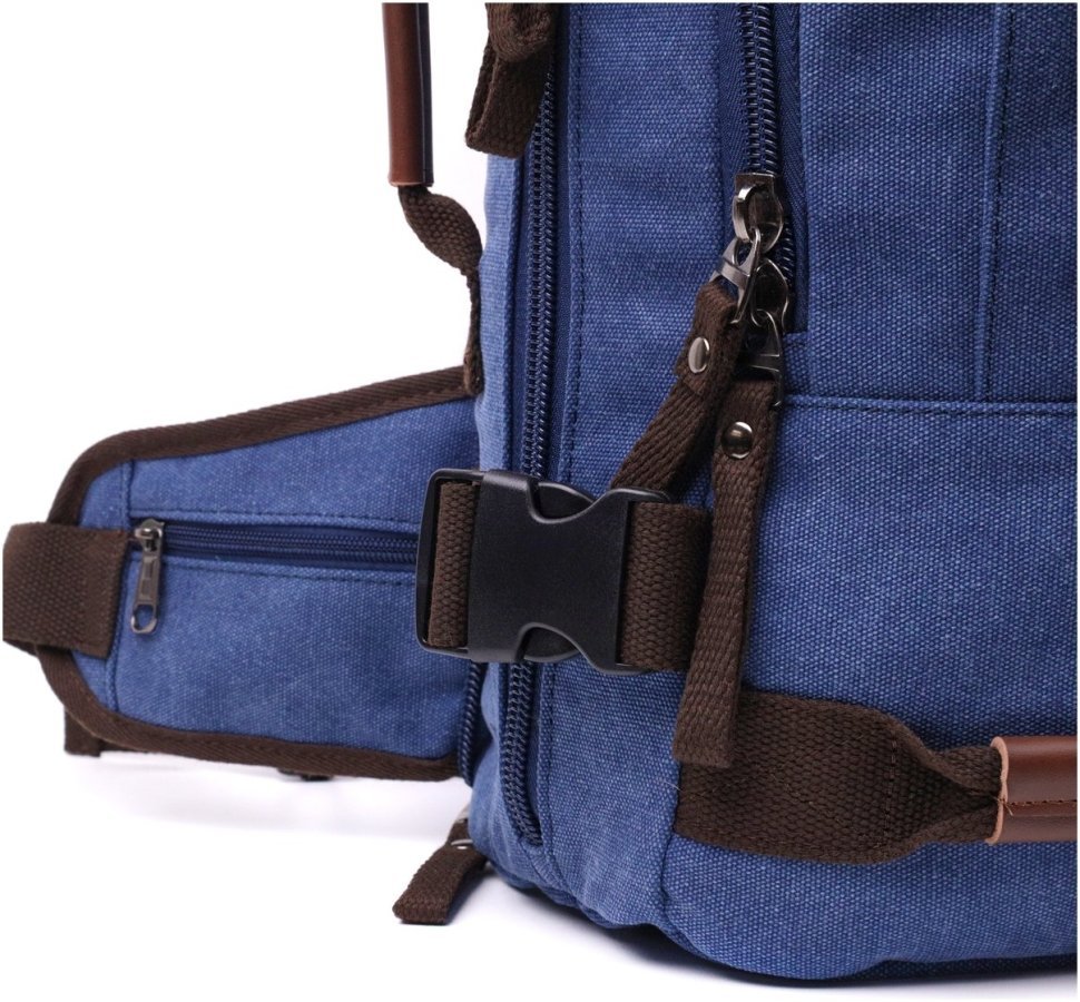 Чоловічий текстильний рюкзак-трансформер великого розміру в синьому кольорі Vintage 2422159