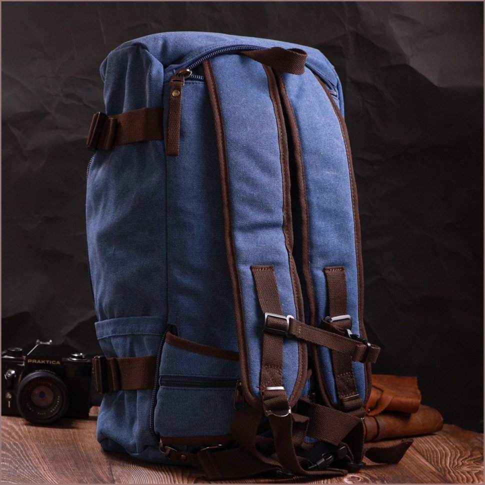 Мужской текстильный рюкзак-трансформер большого размера в синем цвете Vintage 2422159