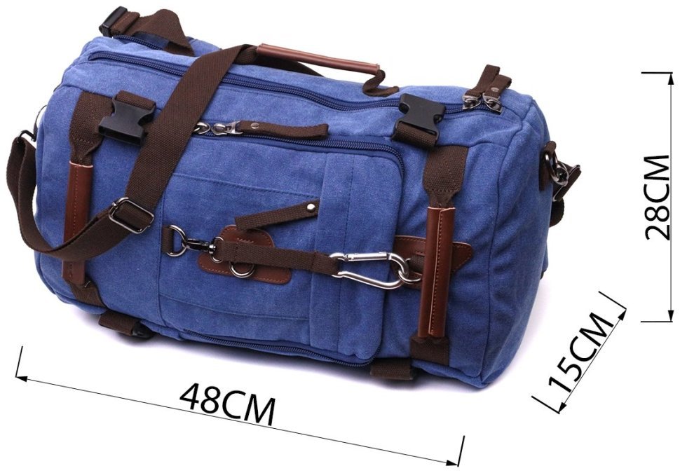 Чоловічий текстильний рюкзак-трансформер великого розміру в синьому кольорі Vintage 2422159 фото №10 Чоловічий текстильний рюкзак-трансформер великого розміру в синьому кольорі Vintage 2422159 modnotak фото №10