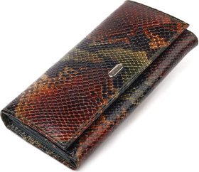 Просторий лаковий жіночий гаманець з натуральної шкіри з тисненням під змію CANPELLINI (2421648)