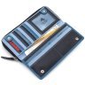 Большой женский кошелек из натуральной кожи синего цвета на молнии c RFID - Visconti Honolulu 68756 - 7
