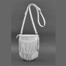 Шкіряна жіноча сумка-кроссбоді білого кольору з бахромою BlankNote Fleco 78856 - 1
