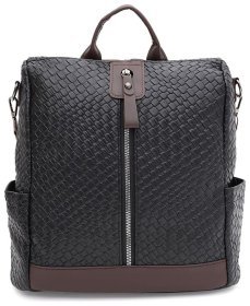 Стильний жіночий рюкзак зі шкірозамінника чорного кольору Monsen 88856