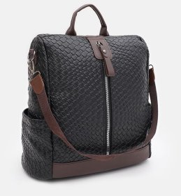 Стильний жіночий рюкзак зі шкірозамінника чорного кольору Monsen 88856