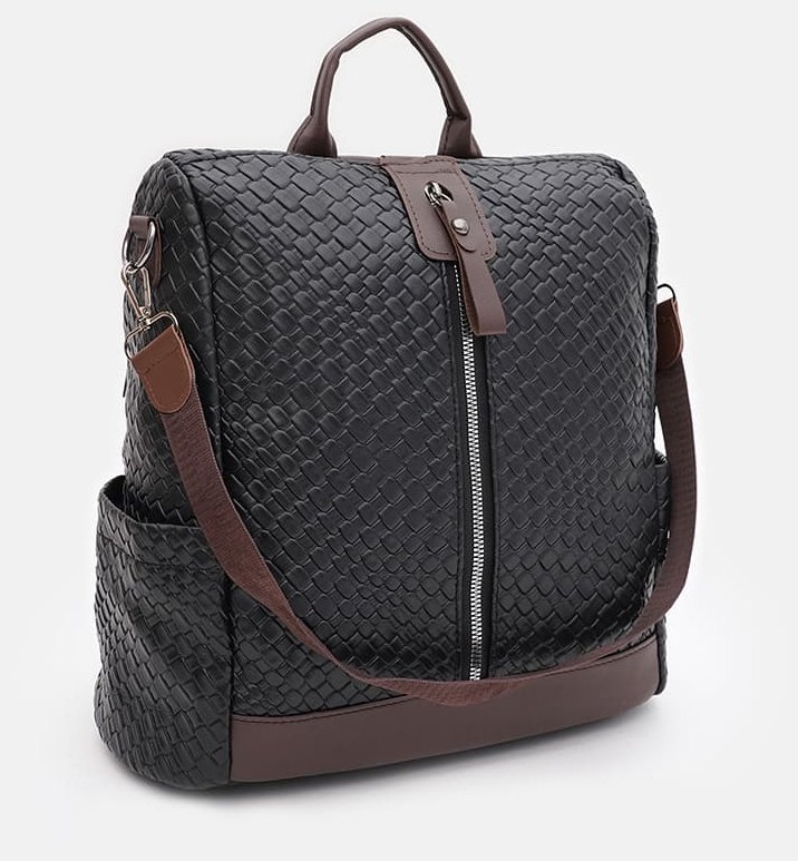 Стильний жіночий рюкзак зі шкірозамінника чорного кольору Monsen 88856 modnotak фото №2