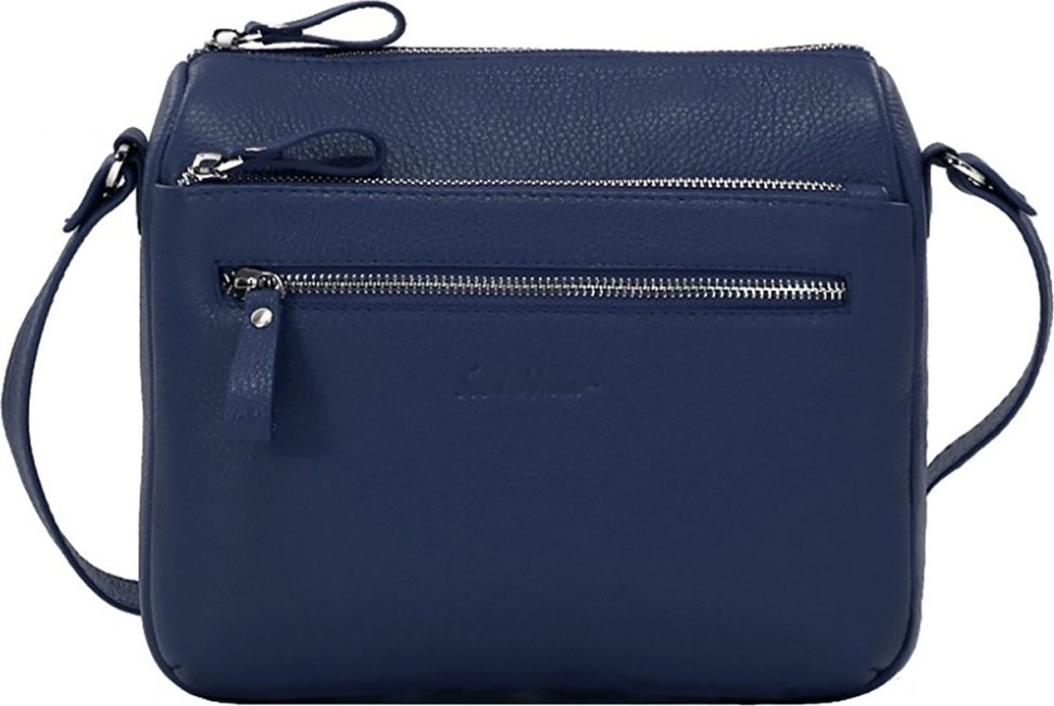 Компактна синя жіноча сумка-кроссбоді з натуральної шкіри на блискавці Issa Hara Мішель (27019)