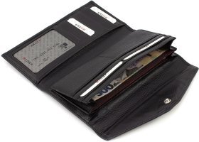 Чорно-червоний жіночий гаманець із натуральної шкіри турецького виробництва на кнопці KARYA (19572)