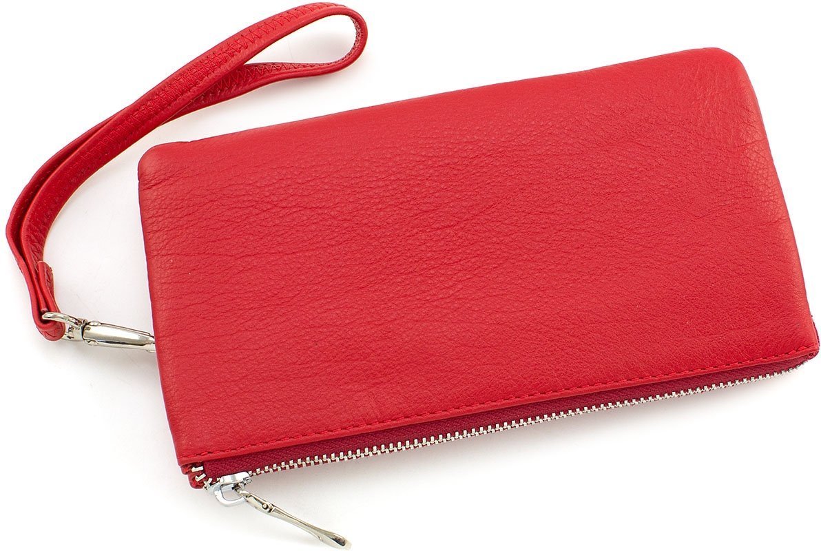 Красный женский кошелек-клатч из натуральной кожи на молнии ST Leather (15329)