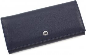 Женский кожаный кошелек темно-синего цвета с фиксацией на клапан ST Leather (15391)