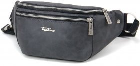 Чоловіча сумка-бананка з натуральної шкіри сірого кольору Tom Stone (10921)