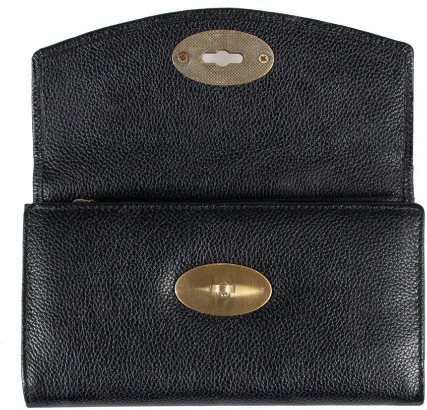 Женский кошелек из черной натуральной кожи с поворотным замком Ashwood 69656