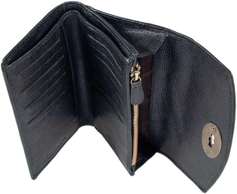 Жіночий гаманець із чорної натуральної шкіри з поворотним замком Ashwood 69656