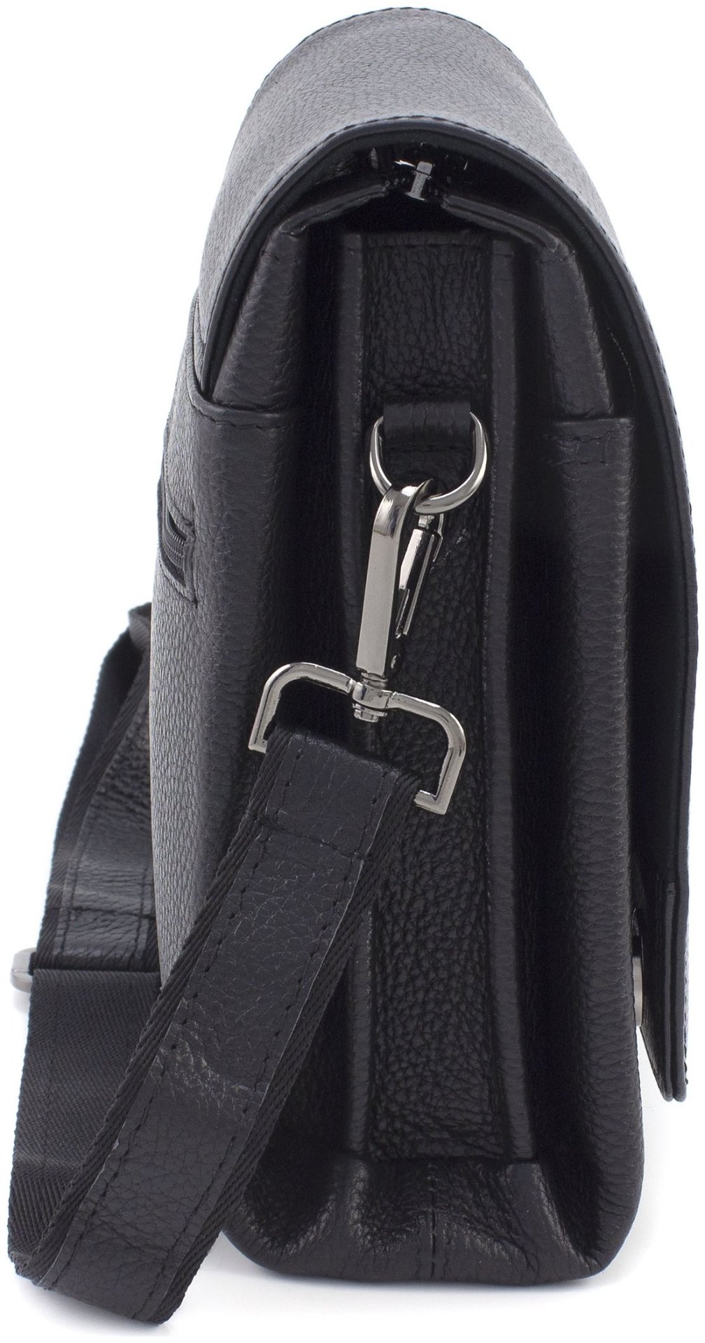 Плечевая мужская сумка небольшого размера из натуральной кожи черного цвета KARYA 69756