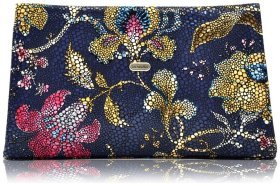 Женская кожаная косметичка с цветочными узорами Desisan 80457 синего цвета