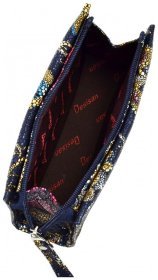 Женская кожаная косметичка с цветочными узорами Desisan 80457 синего цвета