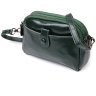 Невелика жіноча сумка-кроссбоді з натуральної шкіри зеленого кольору на дві блискавки Vintage 2422420 - 1