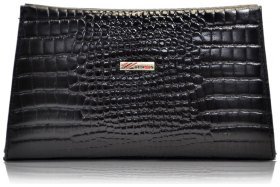 Кожаная женская косметичка с тиснением под крокодила Desisan 80657 (черного цвета)