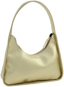 Жіноча шкіряна сумка-хобо золотистого кольору з однією лямкою Grande Pelle 70757