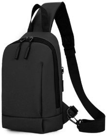 Текстильная мужская сумка через плечо черного цвета Confident 90757