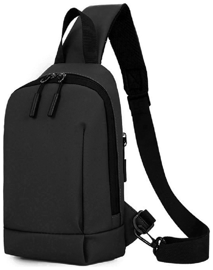 Текстильна чоловіча сумка через плече чорного кольору Confident 90757 фото №1 Текстильна чоловіча сумка через плече чорного кольору Confident 90757 modnotak фото №1