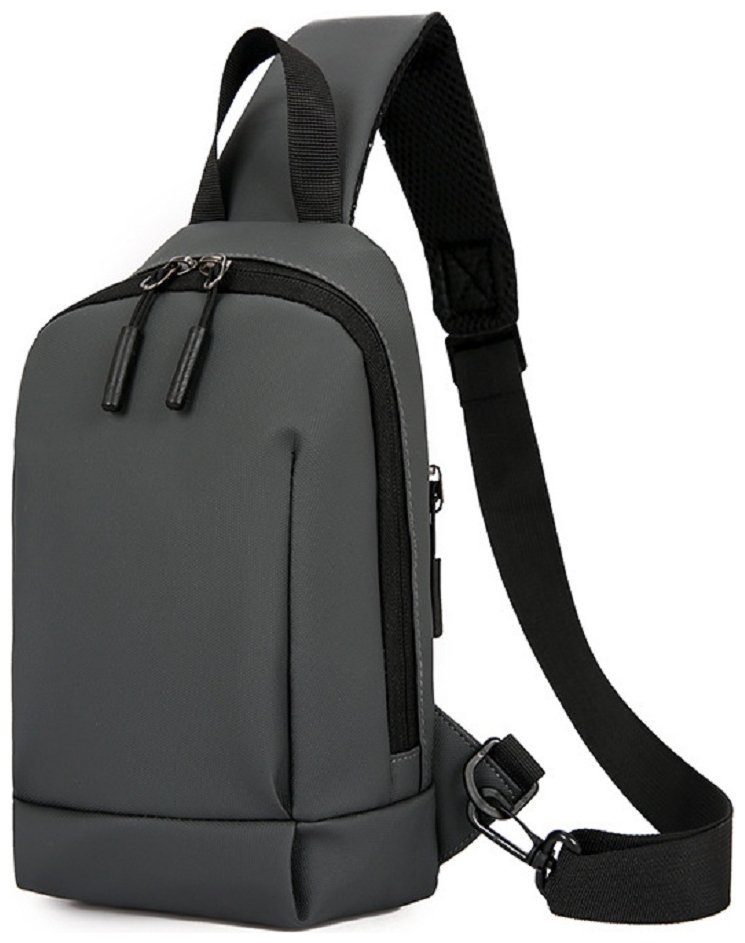 Текстильна чоловіча сумка через плече чорного кольору Confident 90757 фото №8 Текстильна чоловіча сумка через плече чорного кольору Confident 90757 modnotak фото №8