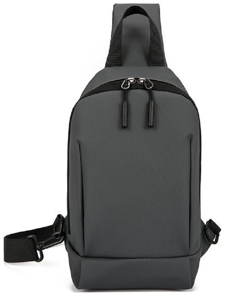 Текстильна чоловіча сумка через плече чорного кольору Confident 90757 фото №10 Текстильна чоловіча сумка через плече чорного кольору Confident 90757 modnotak фото №10