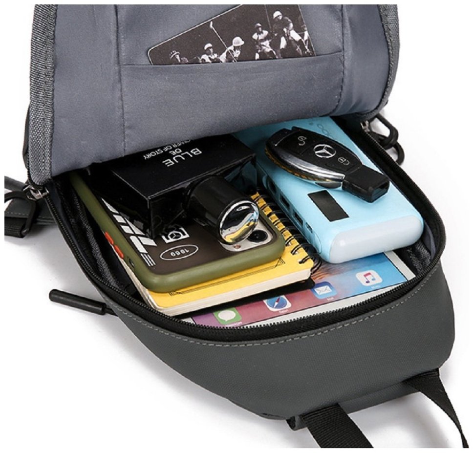 Текстильна чоловіча сумка через плече чорного кольору Confident 90757 фото №14 Текстильна чоловіча сумка через плече чорного кольору Confident 90757 modnotak фото №14