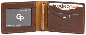 Кожаный зажим для денег с прозрачным отделением Grande Pelle (13113)
