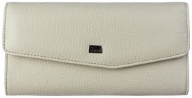 Жіночий гаманець із фактурної шкіри молочного кольору з відкидним клапаном Desisan 81457