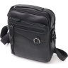Добротная мужская сумка-барсетка из натуральной черной кожи Vintage (20823) - 1