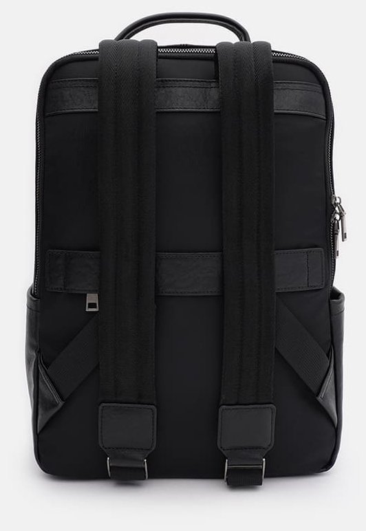 Большой черный мужской рюкзак из натуральной кожи на два отделения Ricco Grande 71557
