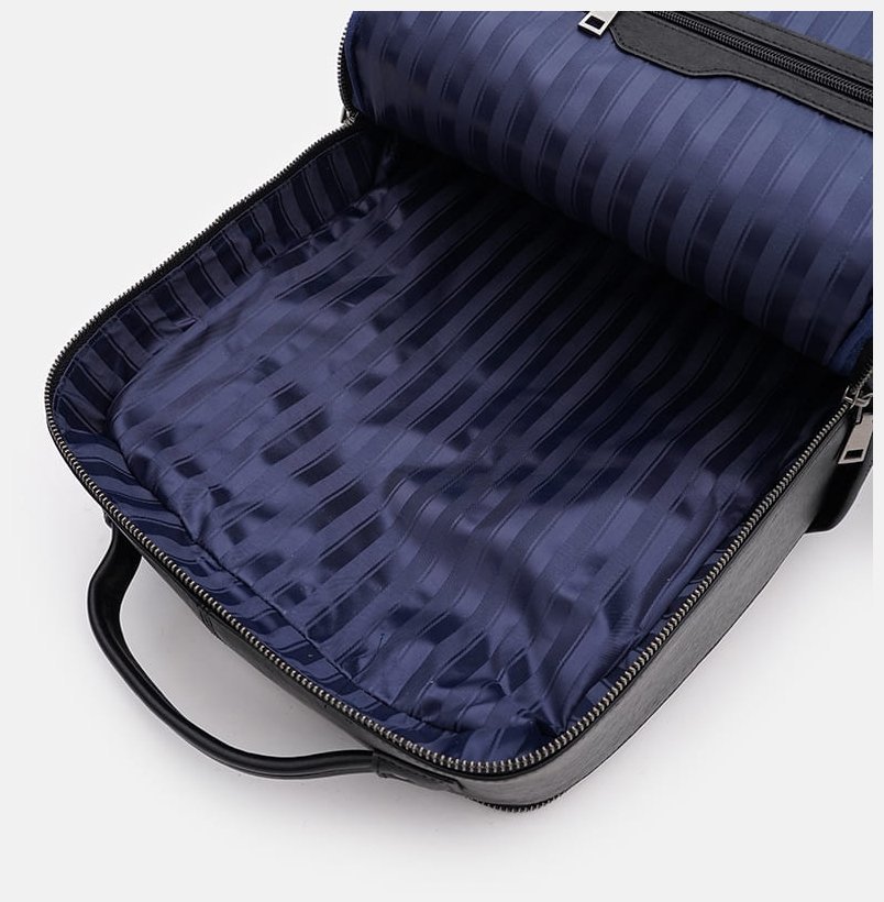 Великий чорний чоловічий рюкзак з натуральної шкіри на два відділення Ricco Grande 71557 modnotak фото №5