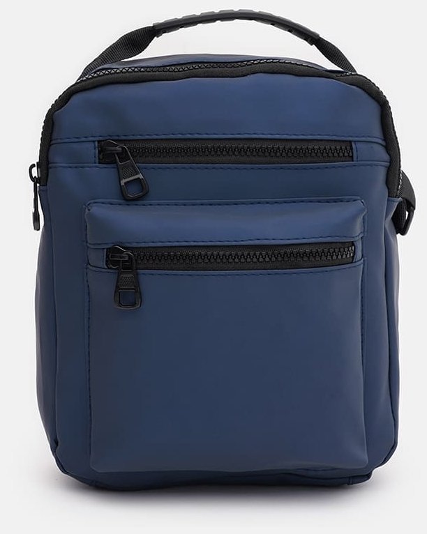 Текстильная мужская сумка-барсетка синего цвета с ручкой Monsen 71757 фото №2 Текстильная мужская сумка-барсетка синего цвета с ручкой Monsen 71757 modnotak фото №2