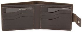 Класичне чоловіче портмоне з матової шкіри коричневого кольору Grande Pelle (13216)
