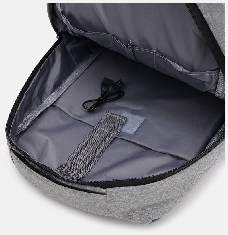 Сірий чоловічий рюкзак із поліестеру з відсіком під ноутбук Monsen 71957