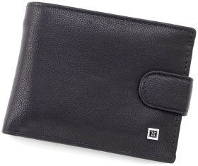 Чоловіче портмоне із зернистої шкіри зі знімним блоком під візитки H-Leather (81957) Чорний