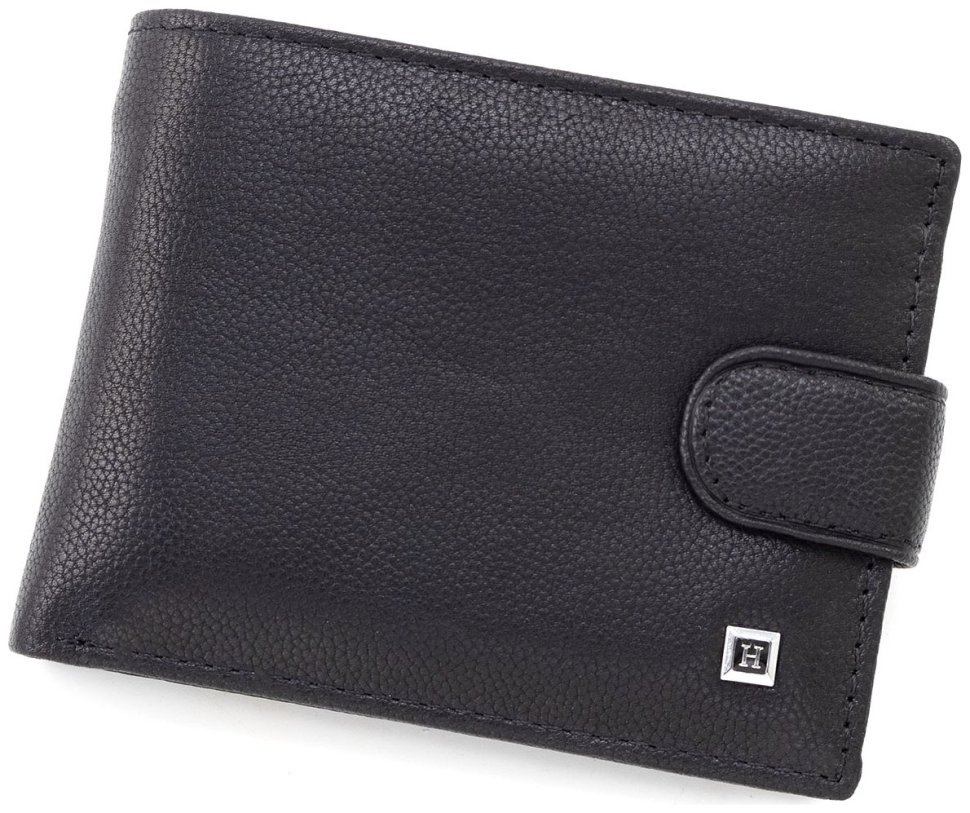 Мужское портмоне из зернистой кожи со съемным блоком под визитки H-Leather (81957) Черный modnotak фото №1