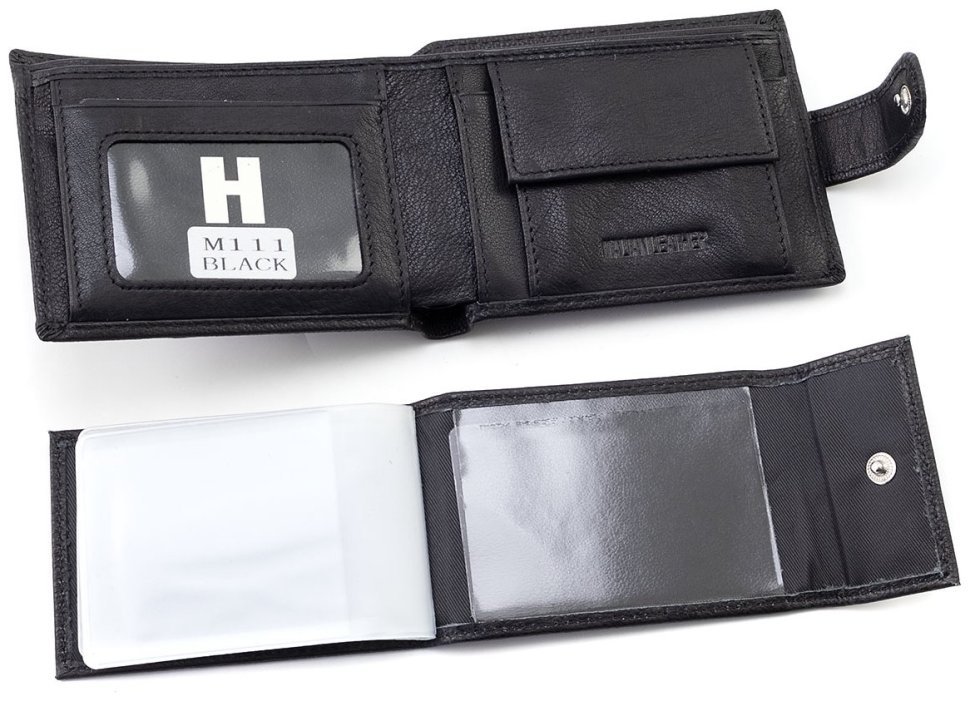 Мужское портмоне из зернистой кожи со съемным блоком под визитки H-Leather (81957) Черный modnotak фото №10