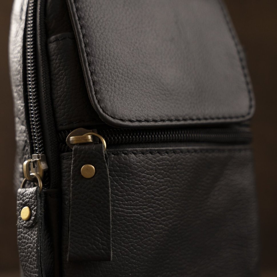 Маленькая мужская сумка через плечо из фактурной кожи  VINTAGE STYLE (14859)