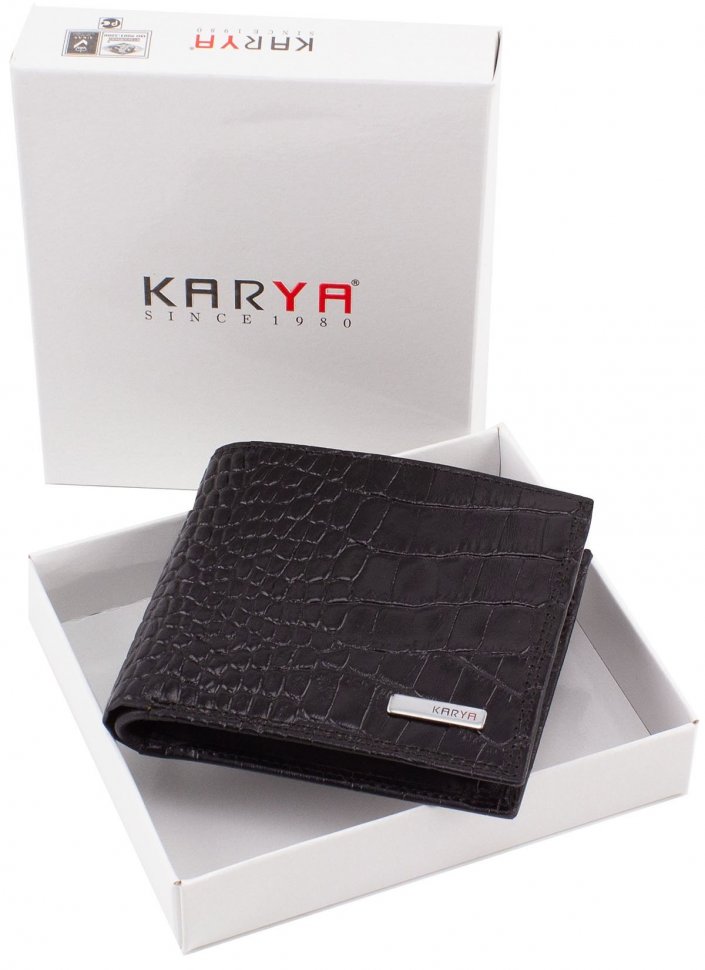 Небольшое портмоне с тиснением на коже без фиксации KARYA (0458-53)
