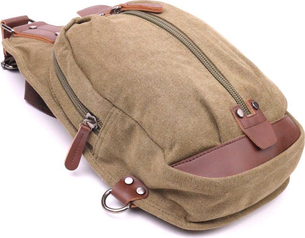 Оливкова чоловіча сумка-слінг через плече з текстилю Vintage (2421254)